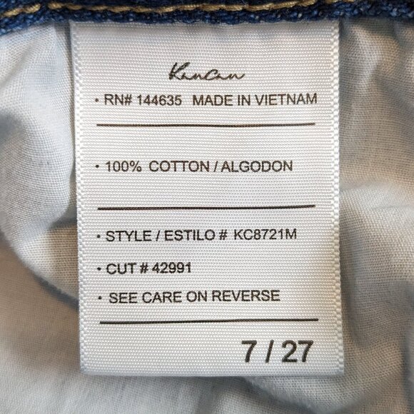 Kancan Medora 90's Straight leg Jeans Women 7/27 Hi-Rise Denim Raw Slit Leg Hem - Picture 6 of 16